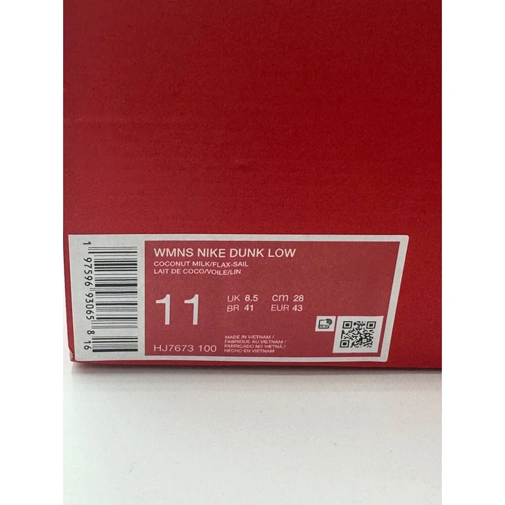 Nike Dunk Low Coconut Milk Flax Tan Shoes HJ7673-100 Women's Sz 11 / Mens 9.5 - Picture 12 of 12